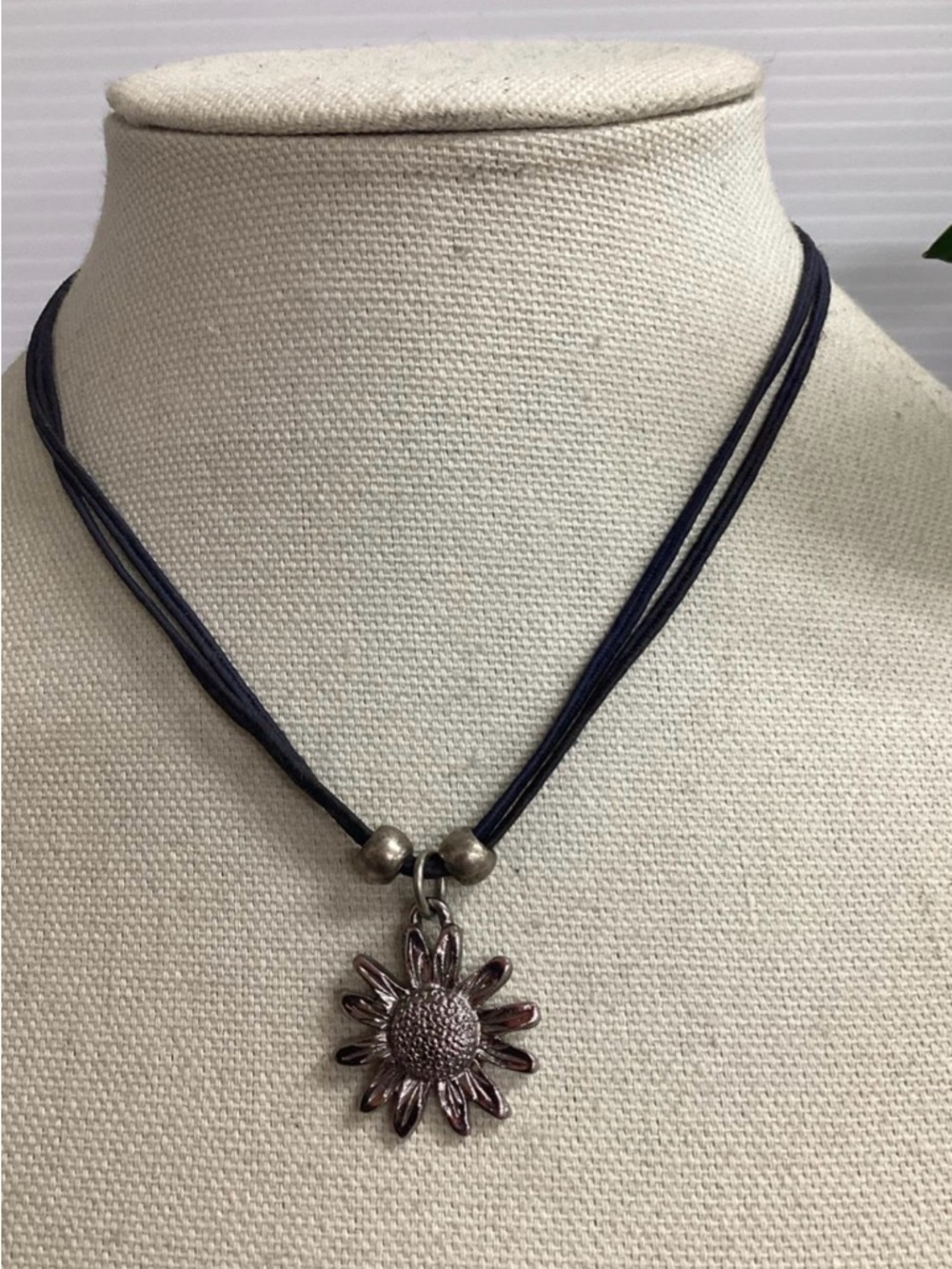 Sunflower Black Rope Necklace